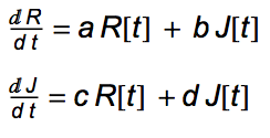 System of differential equations for our lovers.
